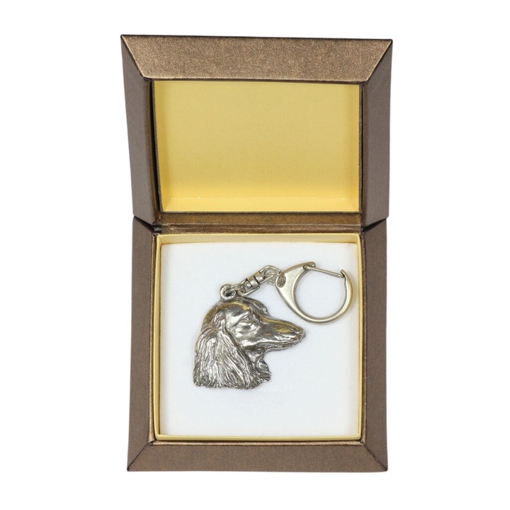 Drótszőrű tacskó kulcstartó, Art-Dog, ezüstözött ötvözet, díszdobozban