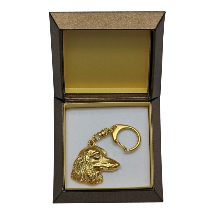 Drótszőrű tacskó kulcstartó, Art-Dog, aranyozott, díszdobozban