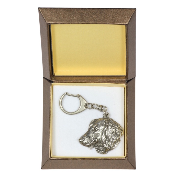 Drótszőrű tacskó IV - Ezüstözött kulcstartó kutyával díszdobozban, táskadísz, hátizsák medál Art-Dog márkától