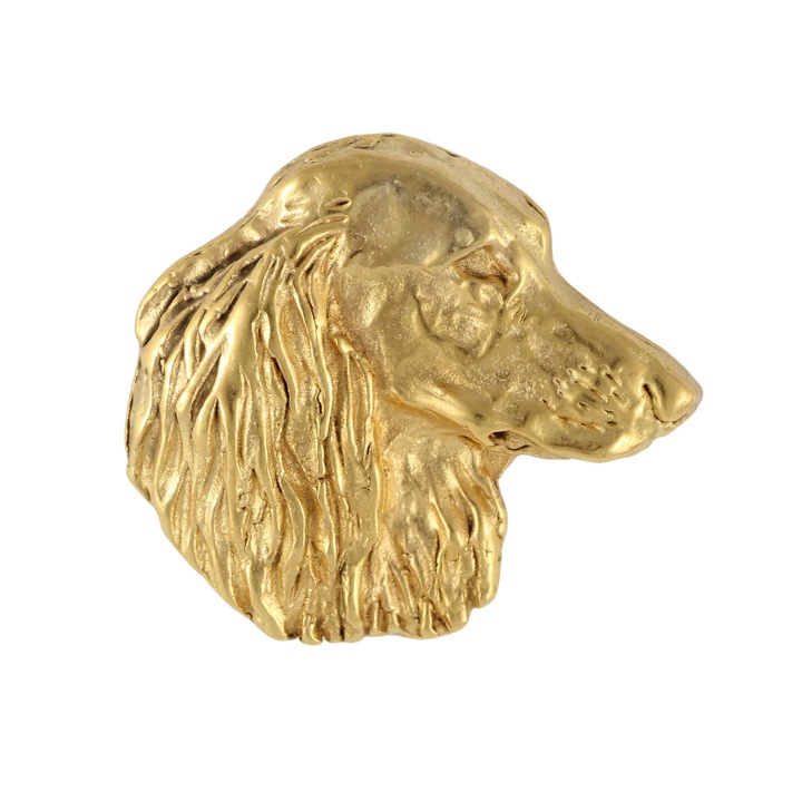 Brosa, Model Teckel, Art-Dog, Aliaj, placata cu aur, cutie cadou