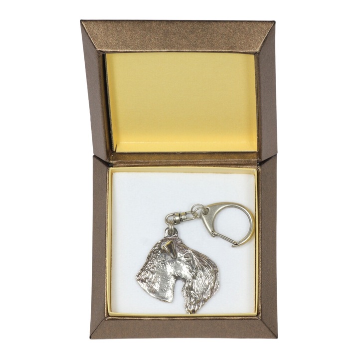 Art-Dog Kerry Blue Terrier kulcstartó, ezüstözött, díszdobozban