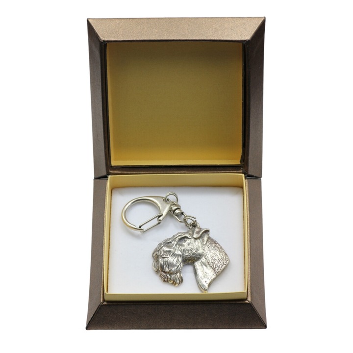 Art-Dog Kerry Blue Terrier kulcstartó, ezüstözött, díszdobozban