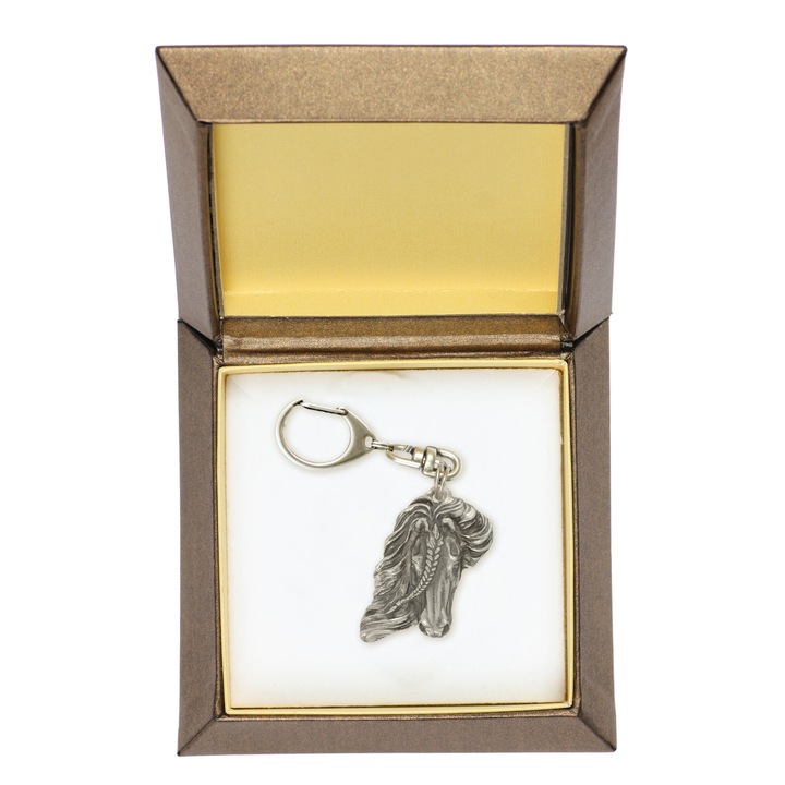 Bay ló Ezüstözött kulcstartó lóval ajándékdobozban, táskadísz, Art-Dog márkájú hátizsák függő