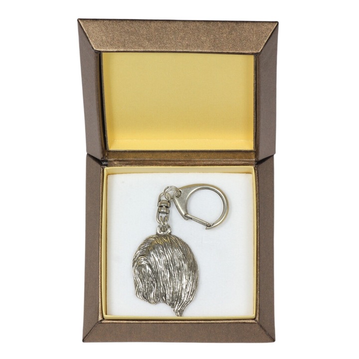 Art-Dog Lhasa Apso kulcstartó, ezüstözött, díszdobozban