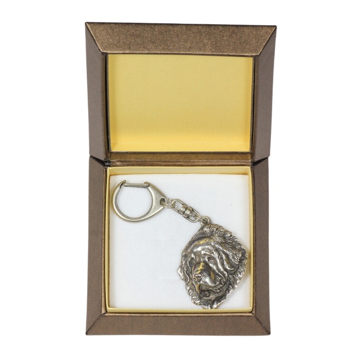 Tibeti masztiff - Ezüstözött kulcstartó kutyával díszdobozban, táskadísz, hátizsák medál Art-Dog márkától