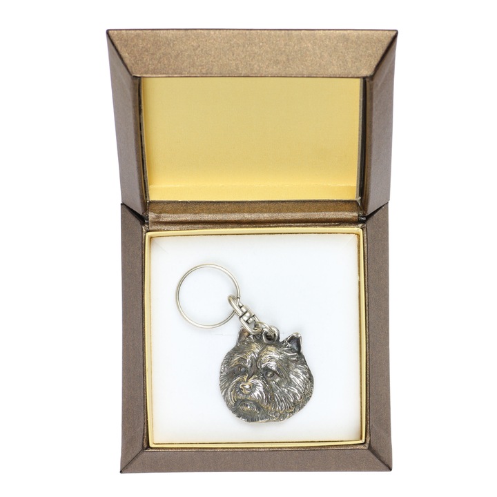 Norwich Terrier kulcstartó, Art-Dog, ezüstözött ZnAl ötvözet, díszdobozban