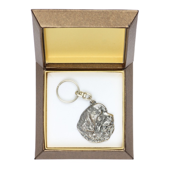 Breloc Art-Dog Newfoundland, aliaj zinc placat cu argint, cutie cadou