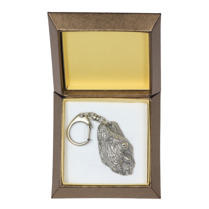 Briard I - Ezüstözött kulcstartó kutyával díszdobozban, táskadísz, hátizsák medál Art-Dog márkától