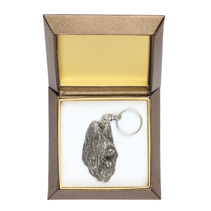 Breloc Art-Dog Briard, aliaj ZnAl placat cu argint, in cutie decorativa