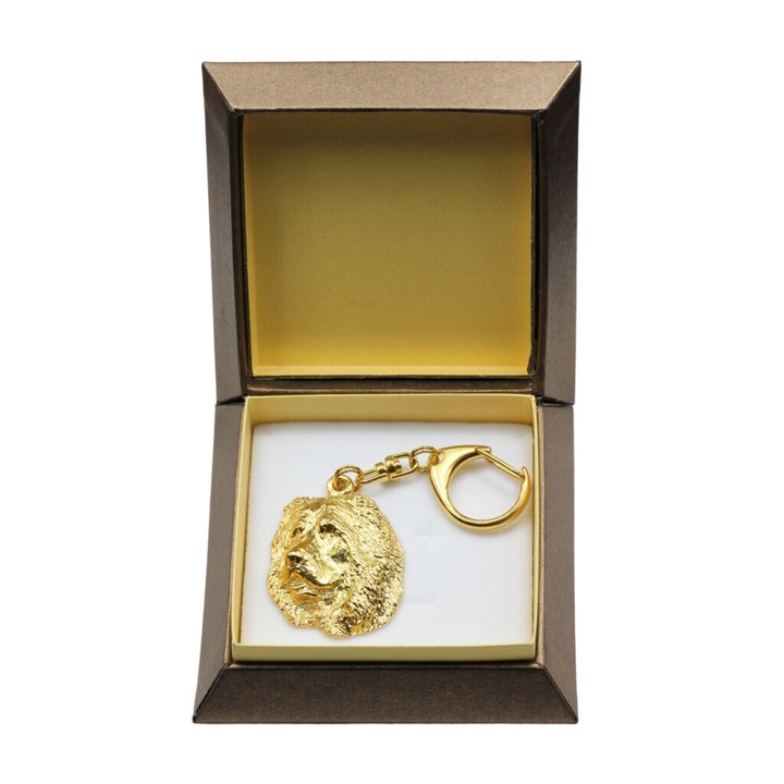 Art-Dog kaukázusi juhászkutya kulcstartó, aranyozott, díszdobozban