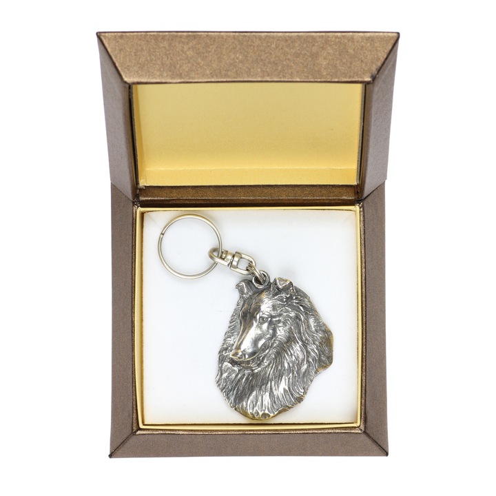 Collie Rough kulcstartó, Art-Dog, ezüstözött cinkötvözet, díszdobozban