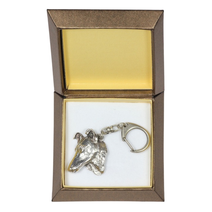 Art-Dog Collie Smooth kulcstartó, ezüstözött, díszdobozban