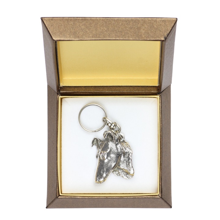 Collie sima - Ezüstözött medál kutyával díszdobozban, táskadísz, hátizsák medál Art-Dog márkától