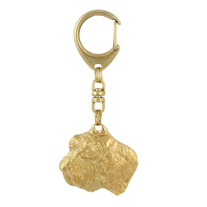 Breloc Art-Dog Petit Basset Griffon Vendeen, placat cu aur, decorativ, dimensiuni verificate in fotografie