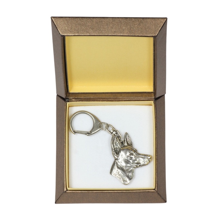 Pharaoh Hound Art-Dog kulcstartó, ezüstözött, díszdobozban