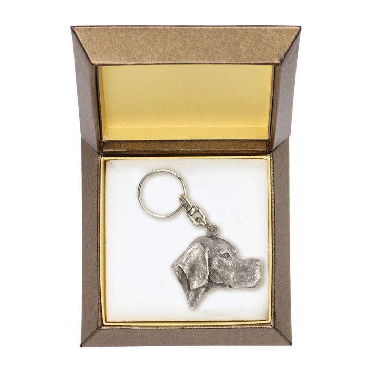 Angol Pointer kulcstartó, Art-Dog, ZnAl ötvözet ezüstözött, díszdoboz