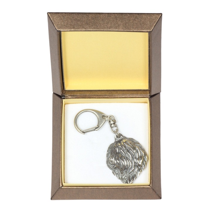 Lengyel alföldi juhászkutya - Ezüstözött kulcstartó kutyával díszdobozban, táskadísz, hátizsák medál Art-Dog márkától