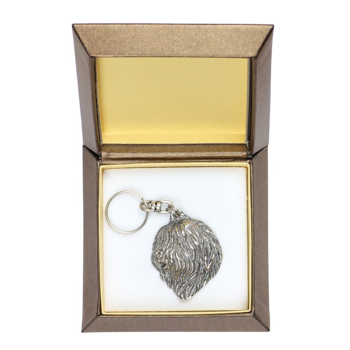 Kulcstartó Art-Dog Lengyel Alföldi Juhászkutya, Ezüstözött ZnAl Ötvözet, Ajándék Doboz