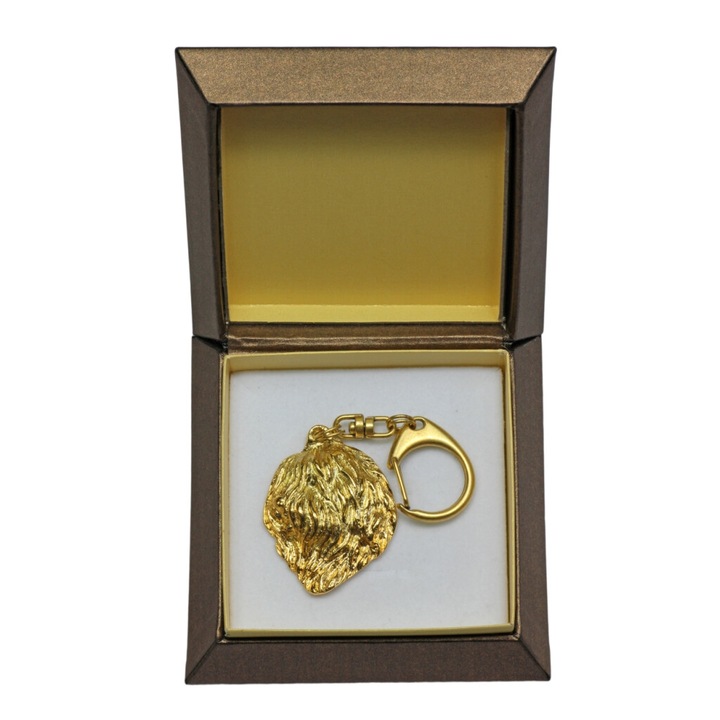 Art-Dog kulcstartó, lengyel alföldi juhászkutya, aranyozott, díszdobozban