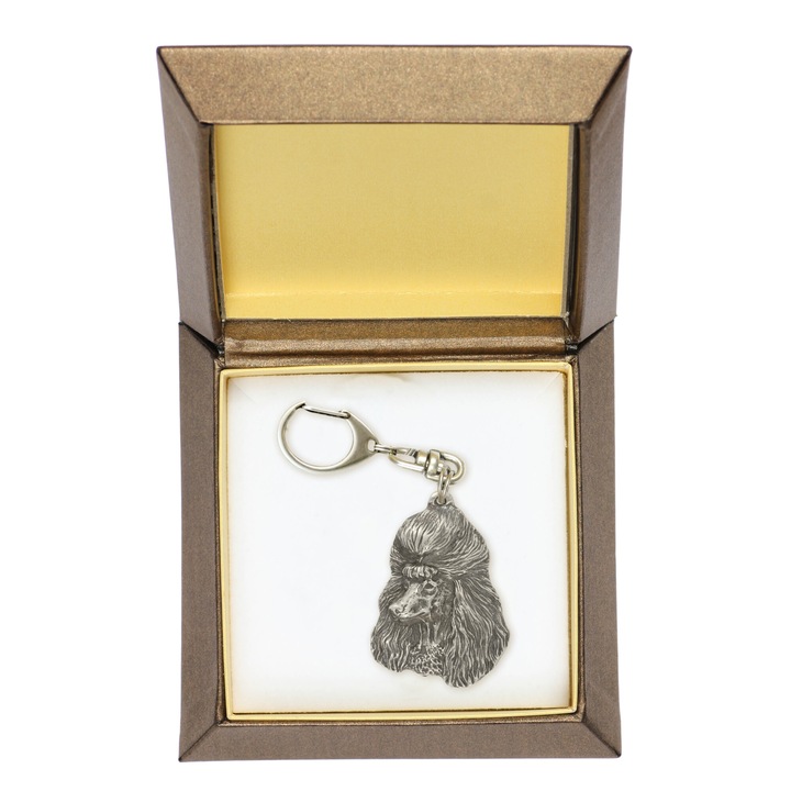 Art-Dog uszkár kulcstartó, ezüstözött, díszdobozban