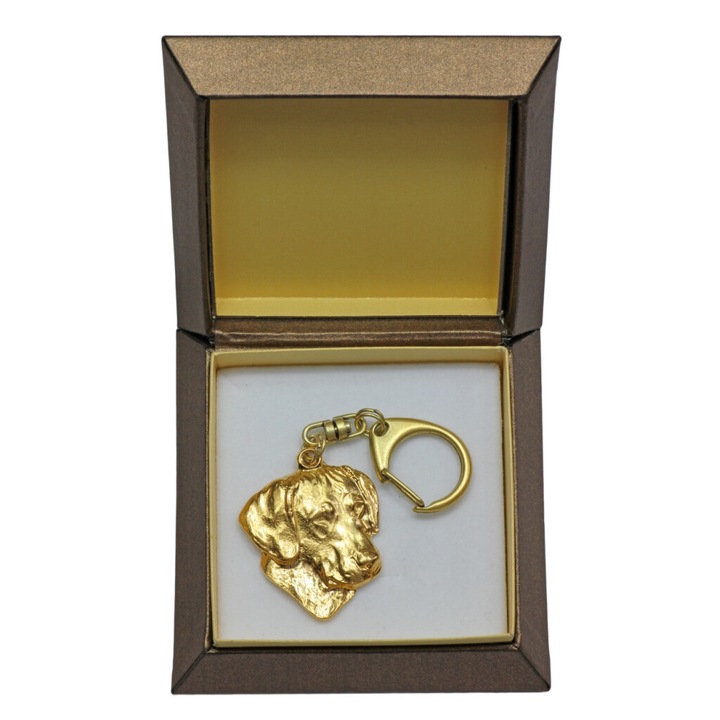 Art-Dog Rodéziai Ridgeback Kulcstartó, aranyozott, díszdobozban, dekoratív
