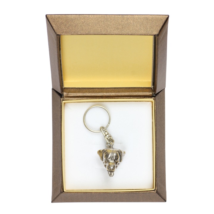 Rottweiler kulcstartó, Art-Dog, ZnAl ötvözet, ezüst színű, díszdobozban