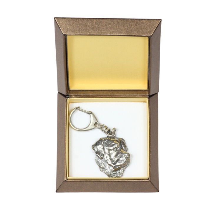 Art-Dog Rottweiler kulcstartó, ezüstözött, díszdobozban