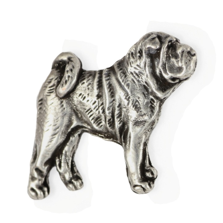 Brosa model Shar Pei Art-Dog, placata cu argint, decorativa, aliaj
