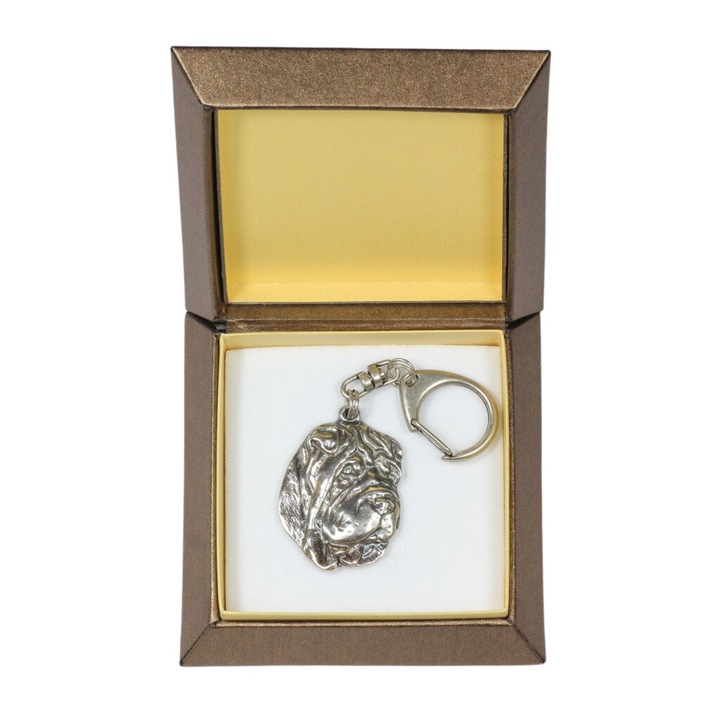 Art-Dog Shar-Pei kulcstartó, ezüstözött, díszdobozban, táskára vagy hátizsákra