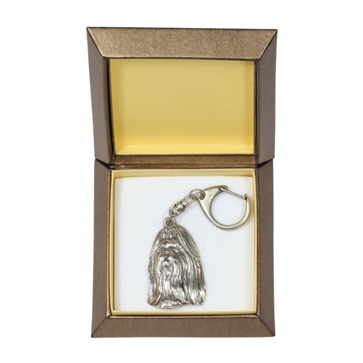 Art-Dog Shih Tzu kulcstartó, ezüstözött, díszdobozban