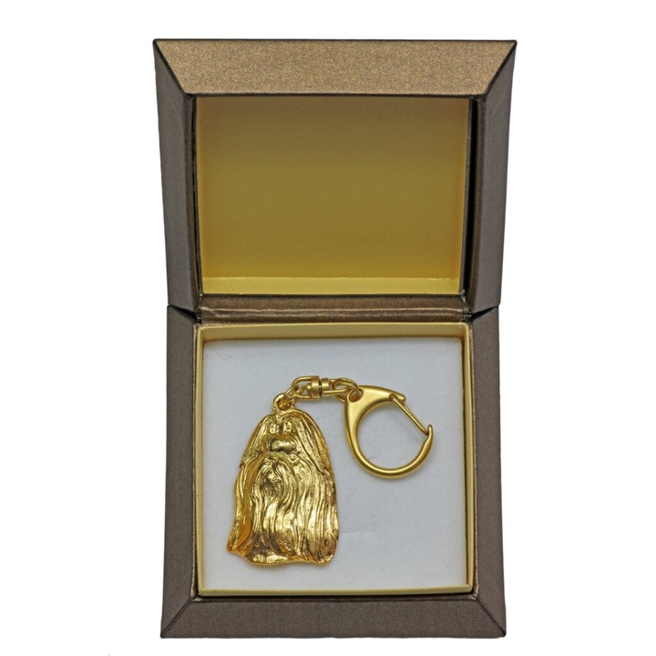 Kulcstartó Shih Tzu Art-Dog, aranyozott, díszdobozban, táska kiegészítő