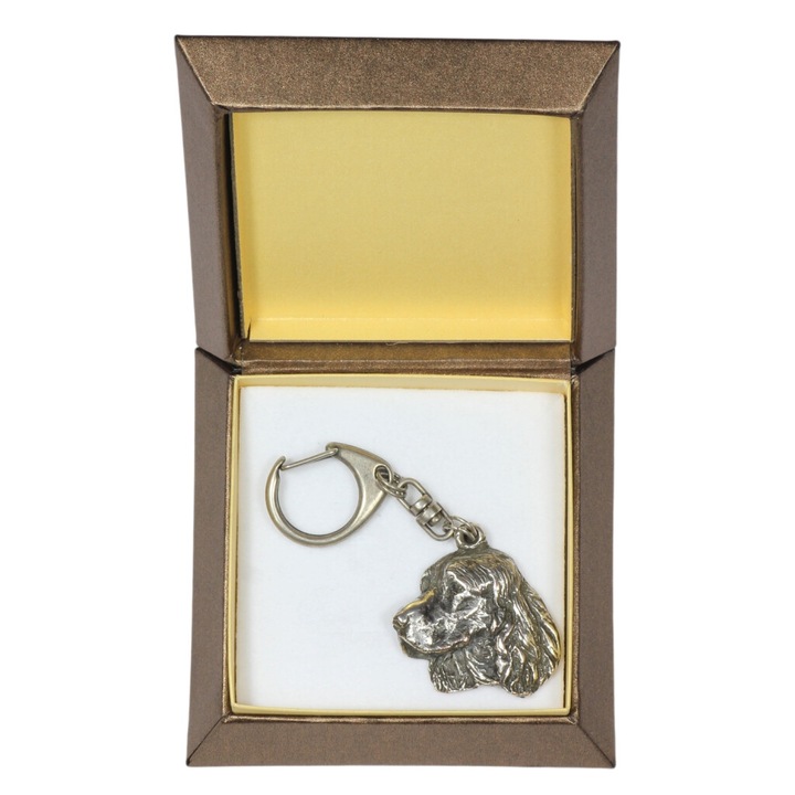 Art-Dog Welsh Springer Spániel kulcstartó, ezüstözött, díszdobozban