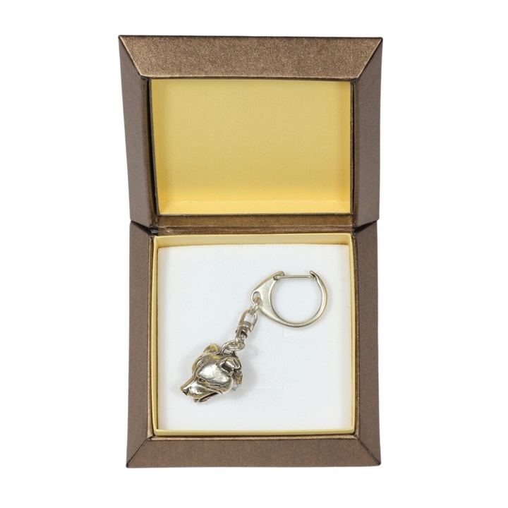 Art-Dog Staffordshire Bull Terrier kulcstartó, ezüstözött, díszdobozban