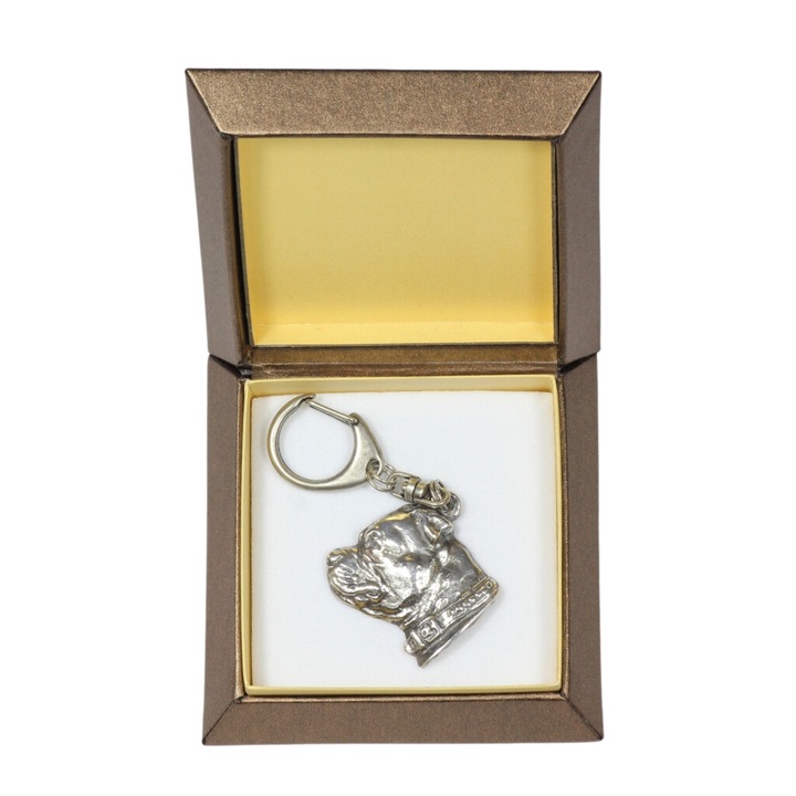 Art-Dog Staffordshire Bull Terrier II kulcstartó, ezüstözött, díszdobozban