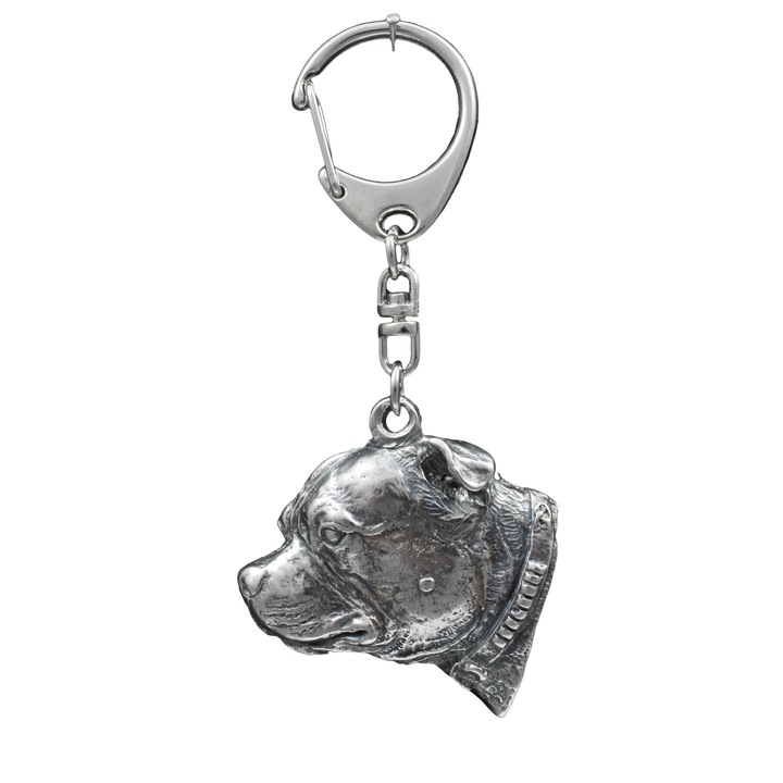Art-Dog Staffordshire Bull Terrier III kulcstartó, ezüstözött, táskára vagy hátizsákra