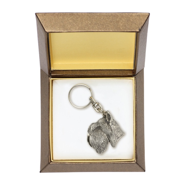Kulcstartó schnauzer, Art-Dog, ZnAl ötvözet ezüstözött, díszdoboz