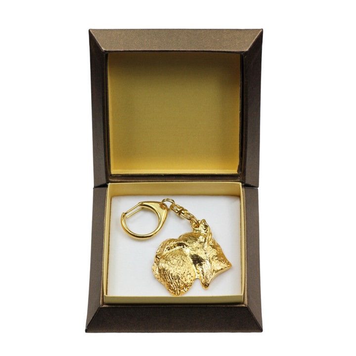 Schnauzer kulcstartó dobozban, Art-Dog, ötvözet, arany