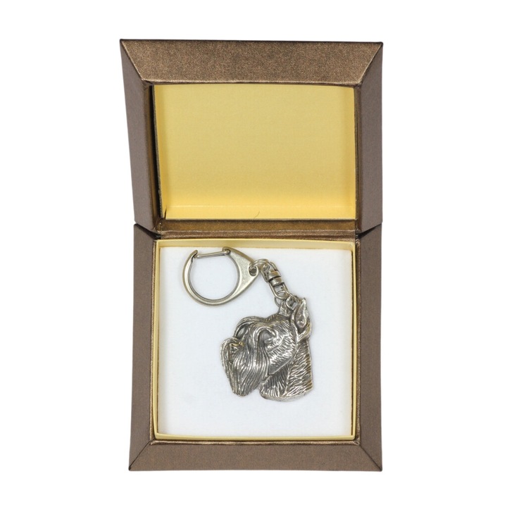 Art-Dog Schnauzer kulcstartó, ezüstözött, díszdobozban