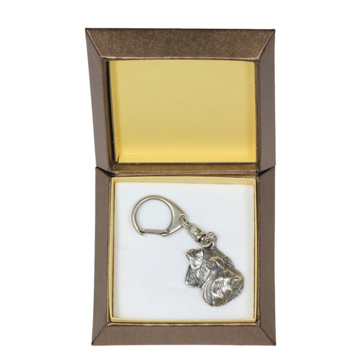 Art-Dog Schnauzer IV kulcstartó, ezüstözött, díszdobozban