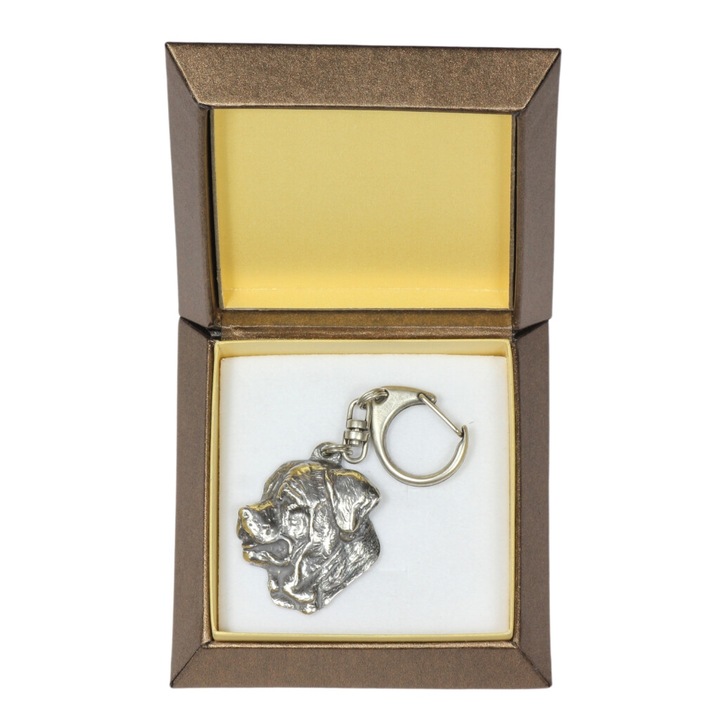 Art-Dog Tosa Inu kulcstartó, ezüstözött, díszdobozban