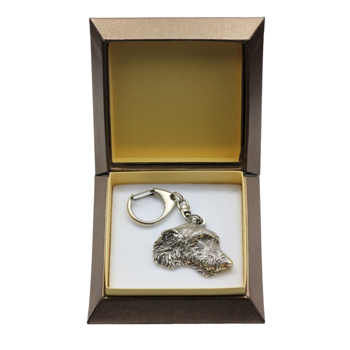 Art-Dog Ír farkaskutya kulcstartó, ezüstözött, díszdobozban