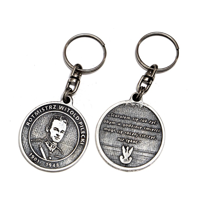 Art-Dog Witold Pilecki kulcstartó, ezüstözött, táskára vagy hátizsákra