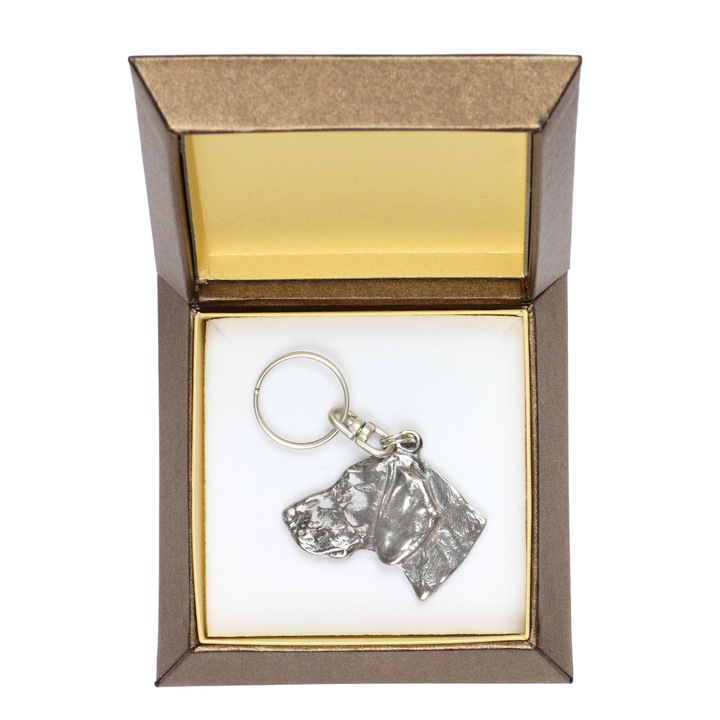 Weimaraner kulcstartó, Art-Dog, ötvözet, ezüstözött, dobozzal együtt