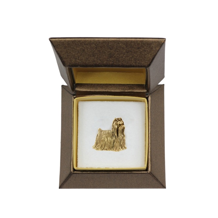 Brosa Yorkshire Terrier, Art-Dog, Aliaj, placata cu aur, in cutie decorativa