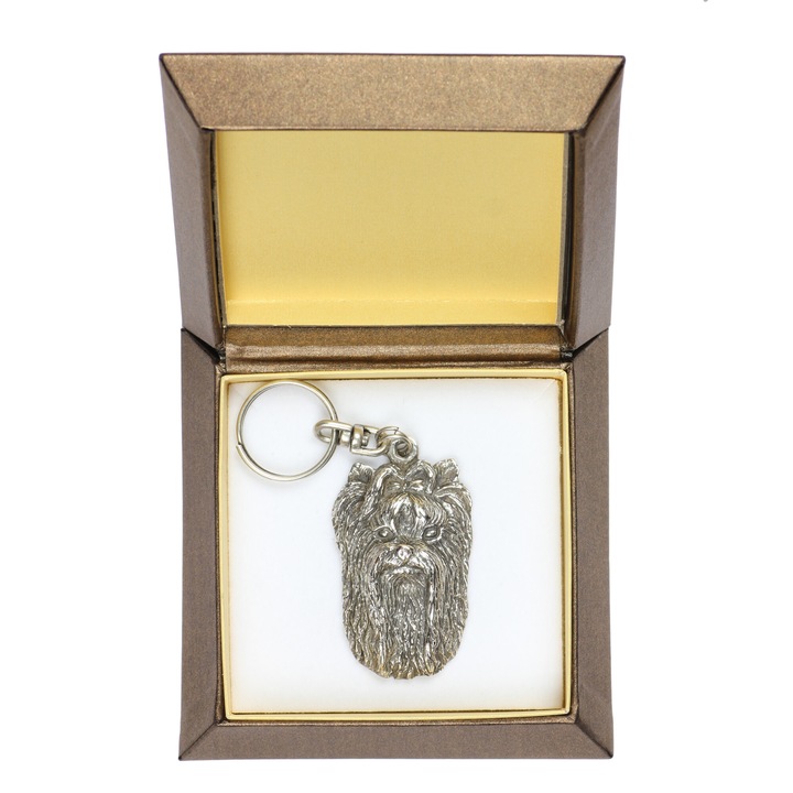 Breloc Art-Dog Yorkshire Terrier II, aliaj, placat cu argint, in cutie decorativa