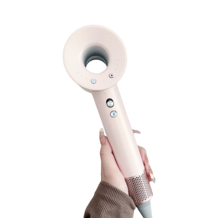 Professzionális hajszárító AeroGlam Pro ONSALES, kefe nélküli motor, túlmelegedés elleni védelem, 5 fúvóka, 1600 W, alacsony zajszint, gyorsan száradó, nagy teljesítményű, rózsaszín