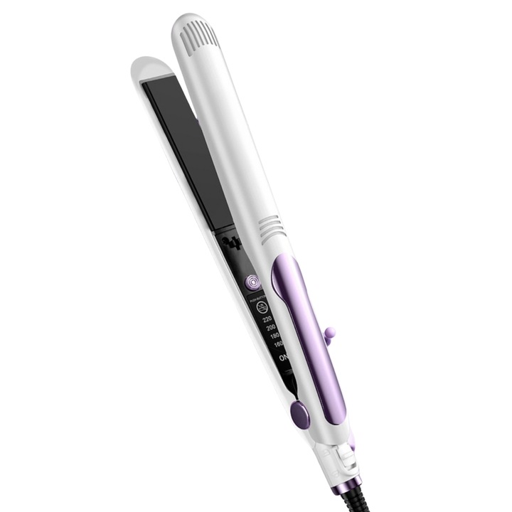 Placa de Indreptat Parul STYLOVIA PRO ONSG®, Incalzire Rapida, Placi Ceramice Ionizate, Temperatura Reglabila 160°C-220°C, Design Ergonomic, Par Drept si Stralucitor, Placa Profesionala, Alb