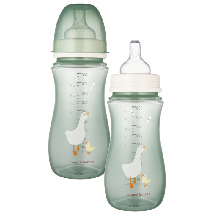 Biberon, Canpol Babies, Easy Start, Supapa Anti-Colica, Tetina Din Silicon, Forma Conturata, 300 Ml, Verde