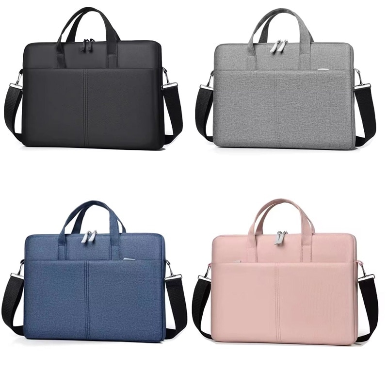 Geanta pentru Laptop 13"-14.1", Textil, 2 Buzunare, Extensie pentru umar, Roz