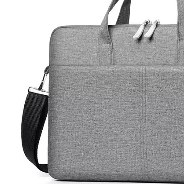 Geanta pentru Laptop 13"-14.1", Textil, 2 Buzunare, Extensie pentru umar, Gri